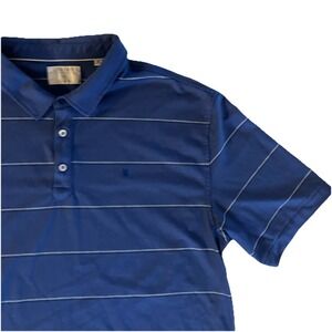 LINKSOUL Tempus‎ Fugit Polo Shirt XL Blue Striped Golf Luxury Cotton Men's